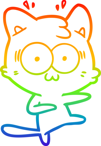gökkuşağı gradyan çizgi çizimi bir insan tarafından çizilmiş sürpriz bir kedi