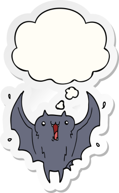 çizgi film mutlu vampir yarasa düşünce baloncuğu bir insan tarafından çizilmiş çıkartma