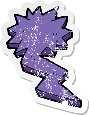 İnsan tarafından çizilmiş bir karikatür yıldırım sembolünün gerilmiş yapıştırması.