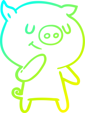 Bir insan tarafından çizilmiş mutlu çizgi film domuzu çizimi.