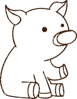 Bir insan tarafından çizilmiş sevimli domuz kömürü.