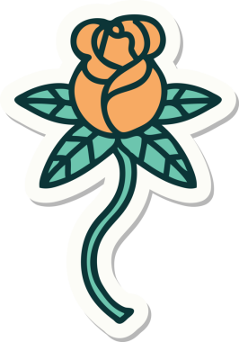 Bir insan tarafından çizilmiş geleneksel gül stili dövme çıkartması.