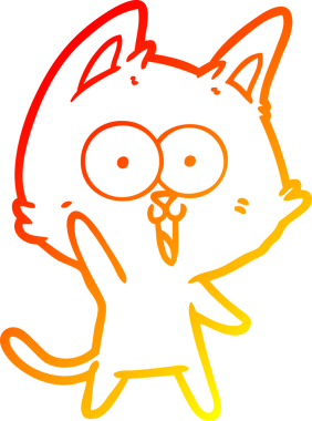 Bir insan tarafından çizilmiş komik bir çizgi film kedisinin sıcak çizgi çizimi