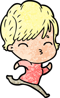 Bir insan tarafından çizilmiş bir çizgi film kadını.