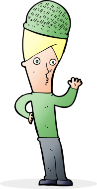 Bir insan tarafından çizilmiş kış şapkası takan çizgi film adamı.