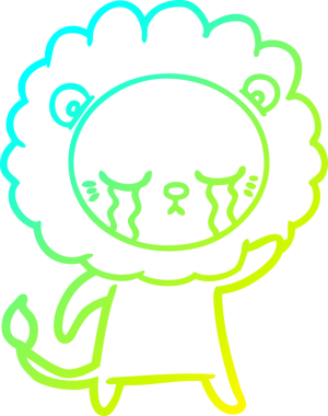 Bir insan tarafından çizilmiş ağlayan bir aslanın soğuk gradyan çizgisi.