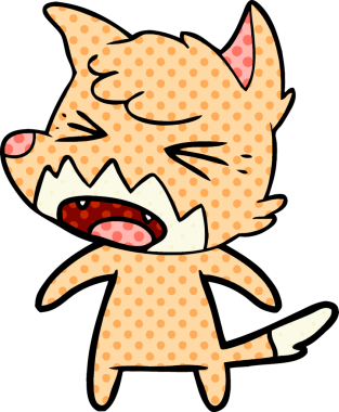 Bir insan tarafından çizilmiş kızgın çizgi film tilkisi.