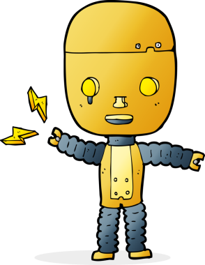 Bir insan tarafından çizilmiş çizgi film robotu