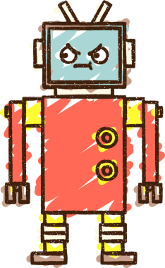 Bir insan tarafından çizilen robot tebeşiri.