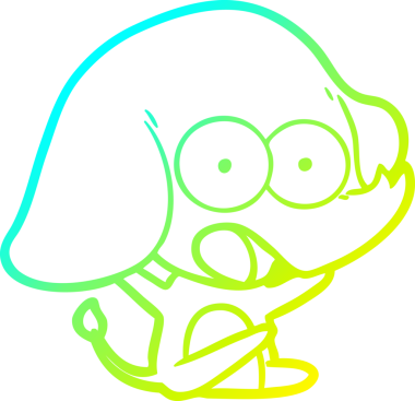 Bir insan tarafından çizilmiş şirin bir filin soğuk gradyan çizgisi