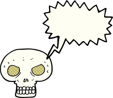 Bir insan tarafından çizilmiş serbest çizim çizgi roman konuşma balonu kafatası