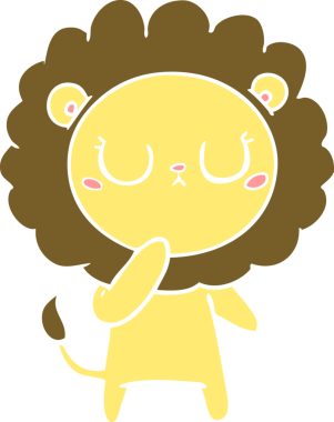 Bir insan tarafından çizilmiş düz renkli çizgi film aslanı