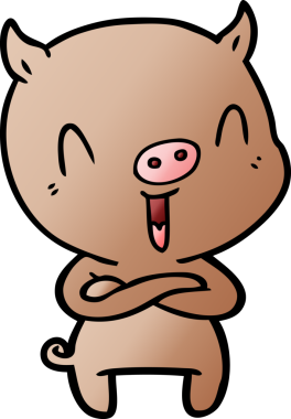 Bir insan tarafından çizilmiş mutlu çizgi film domuzu.