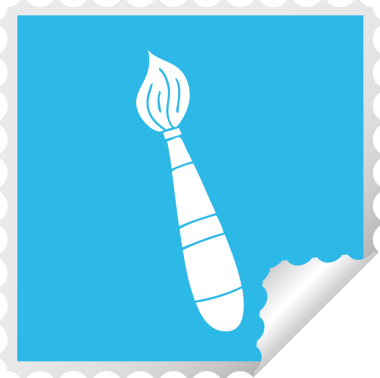 Bir insan tarafından çizilmiş kare soyulmuş garip karikatür boya fırçası.