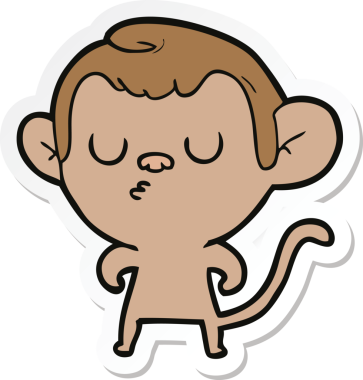 Bir insan tarafından çizilmiş çizgi film maymununun çıkartması.