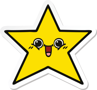 Bir insan tarafından çizilmiş şirin bir çizgi film yıldızının çıkartması.