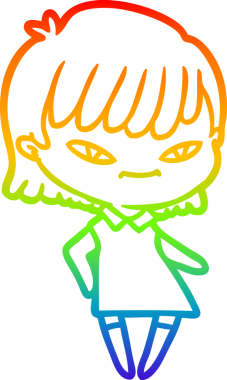 gökkuşağı gradyan çizimi bir insan tarafından çizilmiş bir karikatür kadın