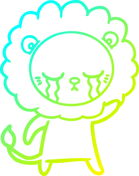 Bir insan tarafından çizilmiş ağlayan bir aslanın soğuk gradyan çizgisi.