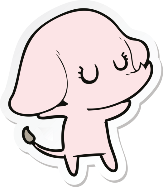 Bir insan tarafından çizilmiş şirin bir fil çıkartması.