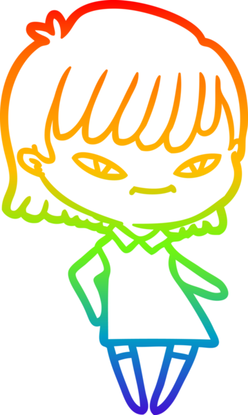 gökkuşağı gradyan çizimi bir insan tarafından çizilmiş bir karikatür kadın