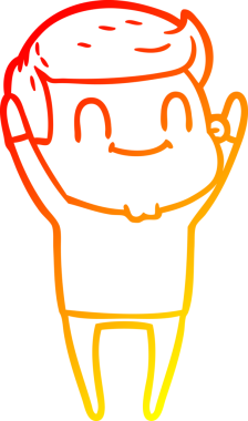 Bir insan tarafından çizilmiş, karikatür dostu bir adamın sıcak çizgi çizimi