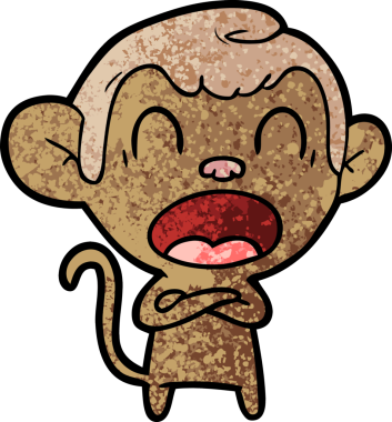 Bir insan tarafından çizilmiş bağıran çizgi maymun.