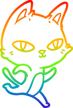 Gökkuşağı gradyan çizgi çizimi Bir insan tarafından çizilen çizgi film kedisi