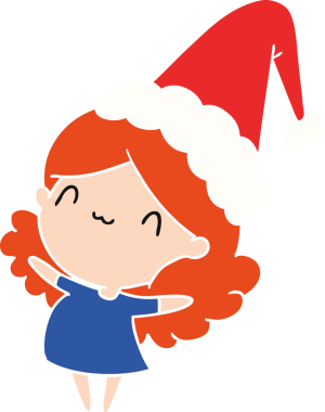 Bir insan tarafından çizilmiş Kawai kızının el çizimi Noel karikatürü.