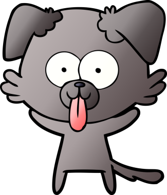 Bir insan tarafından çizilmiş dilli çizgi film köpeği.