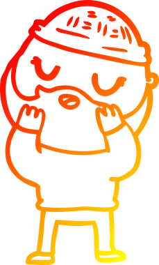 Bir insan tarafından çizilmiş sakallı bir çizgi film karakteri.