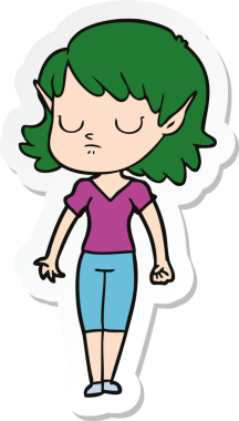 Bir insan tarafından çizilmiş bir elf kızının çıkartması.