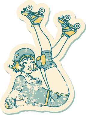 Bir insan tarafından çizilmiş ezilmiş paten derbisi kızına ait geleneksel stil bir dövme.