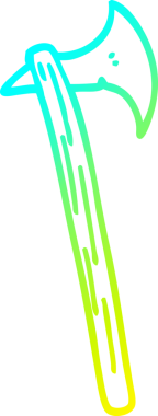 Bir insan tarafından çizilmiş uzun bir baltanın soğuk eğimli çizgisi.