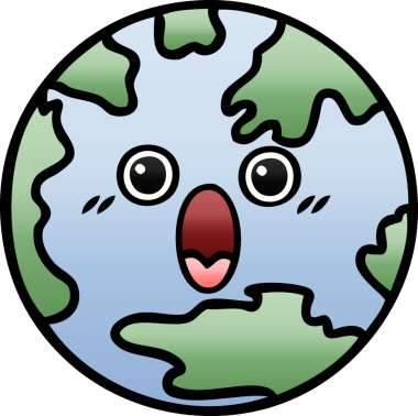 Bir insan tarafından çizilmiş bir gezegenin gölgelenmiş karikatürü.