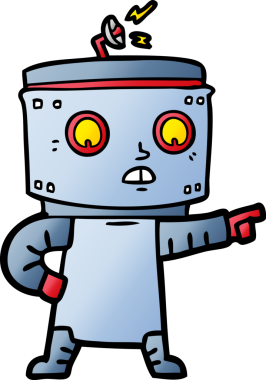 Bir insan tarafından çizilmiş çizgi film robotu