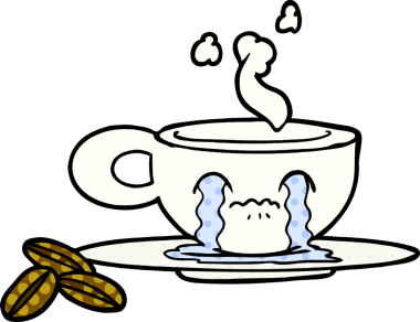 Bir insan tarafından çizilmiş ağlayan espresso fincanı.