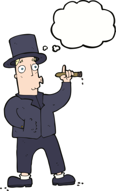 Bir insan tarafından çizilmiş düşünce balonlu sigara içen beyefendi.