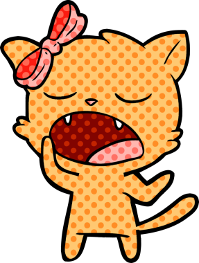 Bir insan tarafından çizilmiş esneyen kedi çizgi filmi.