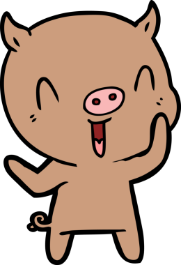 Bir insan tarafından çizilmiş mutlu çizgi film domuzu.