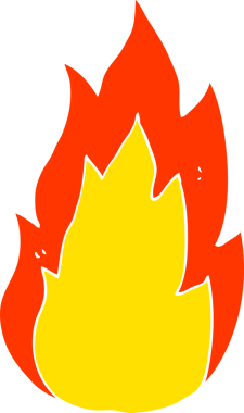 Bir insan tarafından çizilen ateşin düz renk çizimi