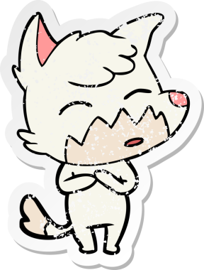 Bir insan tarafından çizilmiş tilki çizgi filminin sıkıntılı çıkartması.