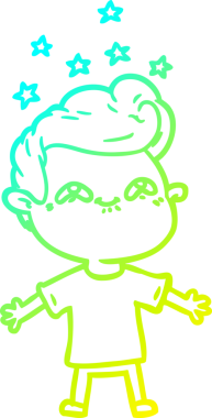 Bir insan tarafından çizilmiş mutlu çizgi film çocuğu çizimi.