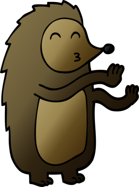 Bir insan tarafından çizilmiş karalama dansı yapan kirpi.