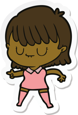 Bir insan tarafından çizilmiş bir karikatür kadının çıkartması.