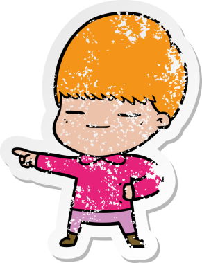 Bir insan tarafından çizilmiş kendini beğenmiş bir çizgi film karakterinin sıkıntılı çıkartması.