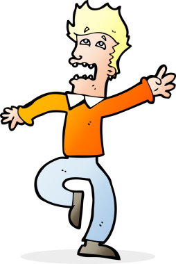 Bir insan tarafından çizilen panikleyen karikatür adamı.