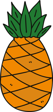 Bir insan tarafından çizilmiş garip bir çizgi film ananası.