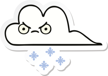 Bir insan tarafından çizilmiş şirin bir kar bulutunun çıkartması.