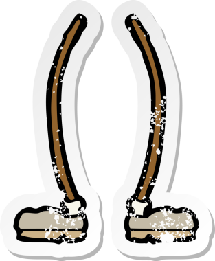 Bir insan tarafından çizilmiş çizgi film bacaklarının gerilimli yapıştırması.