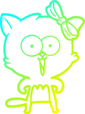 Bir insan tarafından çizilen çizgi film kedisinin soğuk gradyan çizgisi.